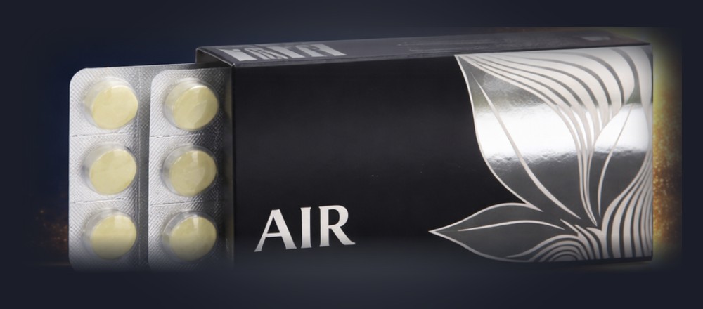 APLGO AIR pack with blister of pale yellow lozenges