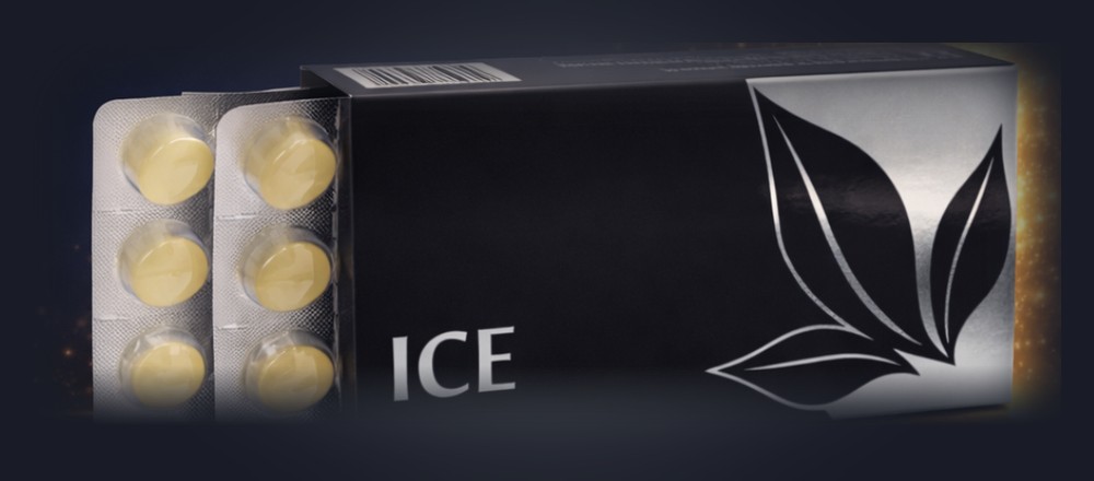APLGO ICE pack with blister of pale yellow lozenges