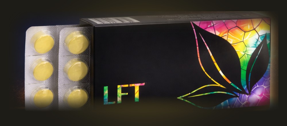 APLGO LFT pack with blister of yellow lozenges